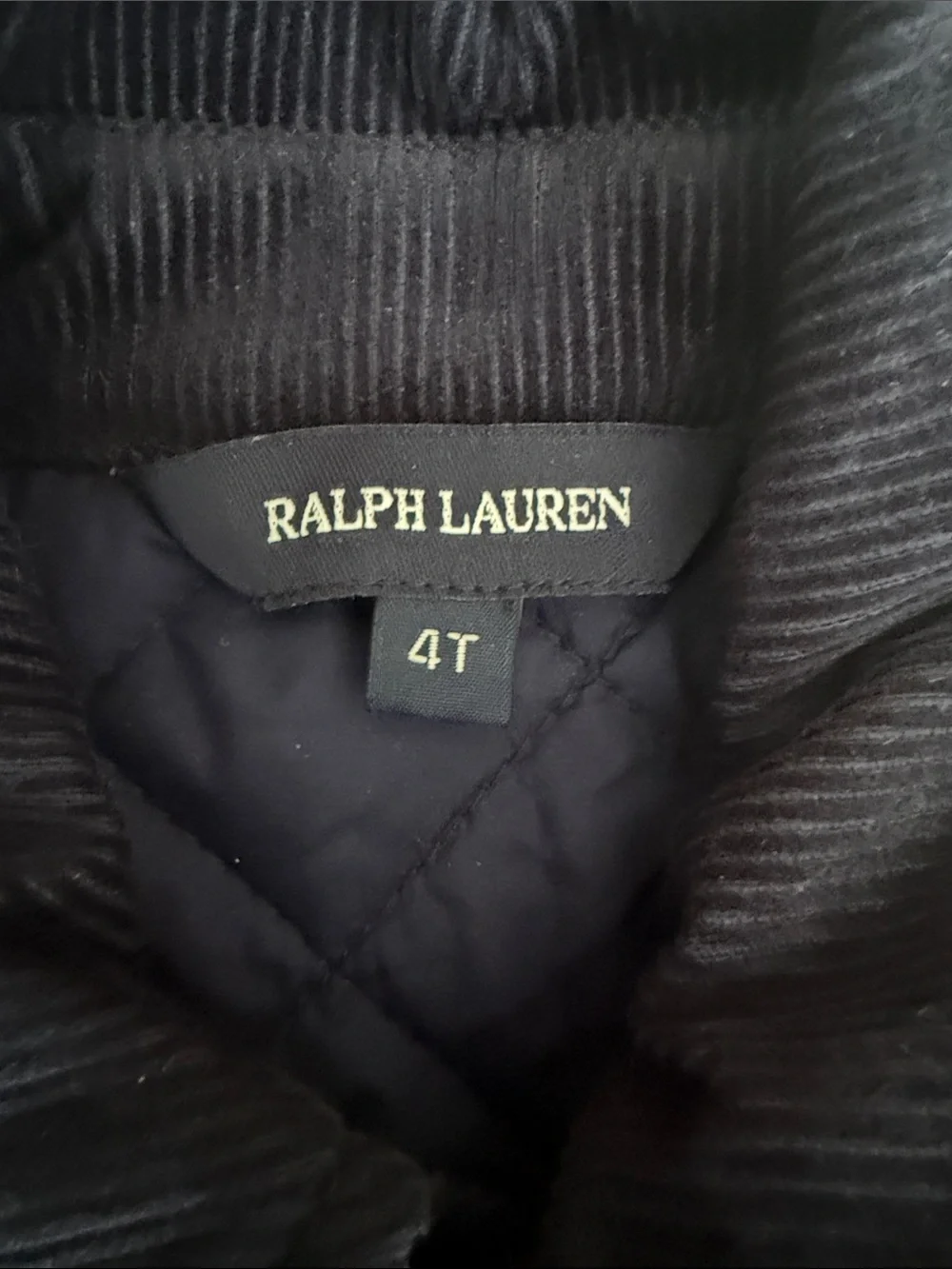 Ralph Lauren Quilted Navy Puffer Jacket with Cord Trim